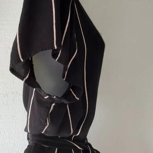 LOFT Wrap Dress with White Stripes and belt - Picture 8 of 15